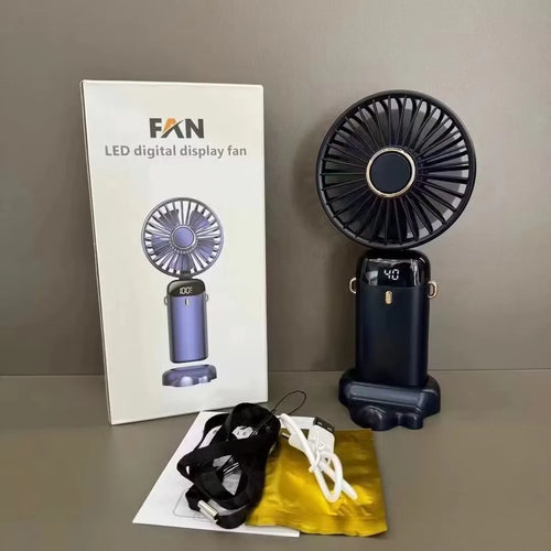 LED Digital Display Portable Cooling Fan Rechargeable Battery | Adjustable Speed