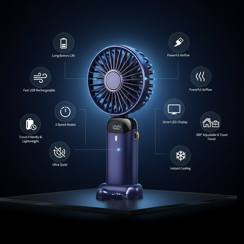 LED Digital Display Portable Fan - Premium High Converting Image